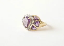 Bague or jaune améthystes