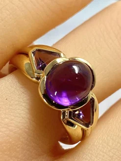 Bague or jaune améthystes