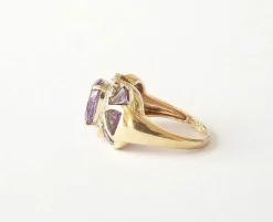 Bague or jaune améthystes