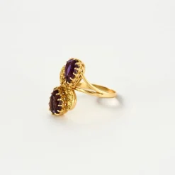 Bague or jaune améthystes