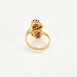 Bague or jaune améthystes