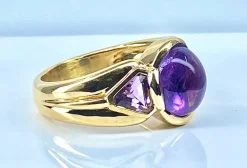 Bague or jaune améthystes
