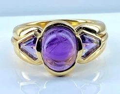 Bague or jaune améthystes