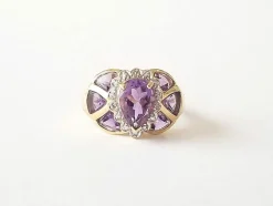 Bague or jaune améthystes
