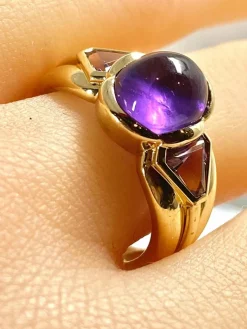 Bague or jaune améthystes