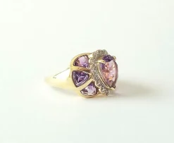 Bague or jaune améthystes
