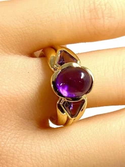 Bague or jaune améthystes