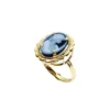 Bague Or jaune avec camée bleu
