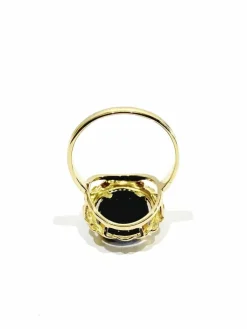 Bague Or jaune avec camée bleu