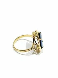 Bague Or jaune avec camée bleu
