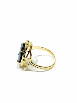 Bague Or jaune avec camée bleu