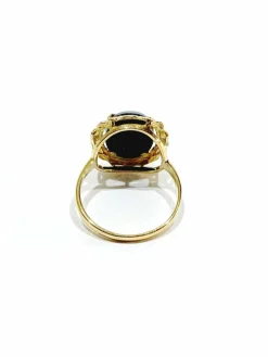 Bague Or jaune avec camée bleu