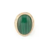 Bague or jaune brossée ornée d'une malachite