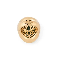 Bague or jaune brossée ornée d'une malachite