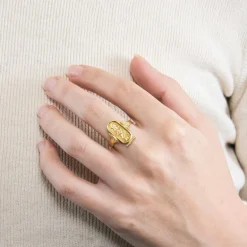 Bague Or Jaune Cartouche Egyptien