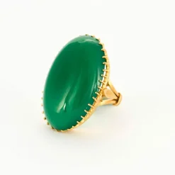 Bague or jaune chrysopase