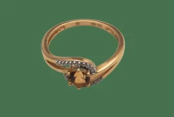 Bague or jaune citrine diamants