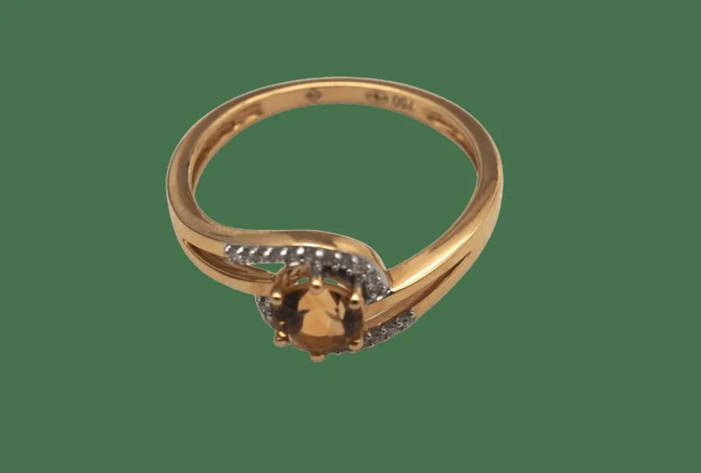 Bague or jaune citrine diamants