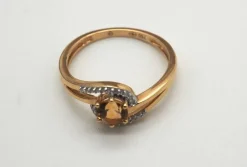 Bague or jaune citrine diamants
