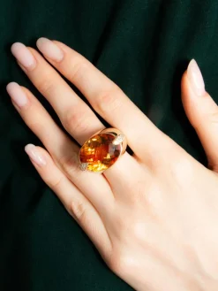 Bague Or jaune Citrine Diamants