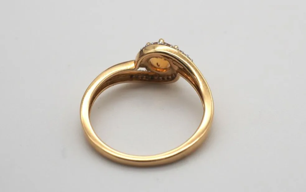 Bague or jaune citrine diamants