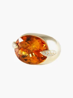 Bague Or jaune Citrine Diamants