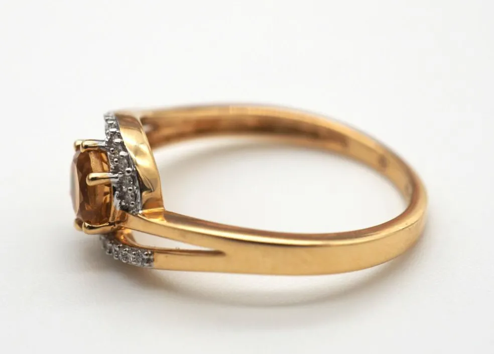 Bague or jaune citrine diamants