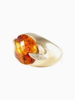 Bague Or jaune Citrine Diamants