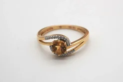 Bague or jaune citrine diamants