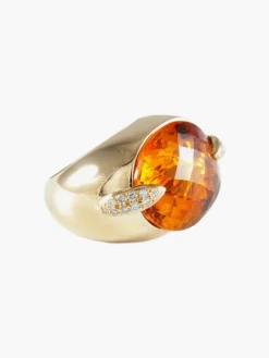 Bague Or jaune Citrine Diamants