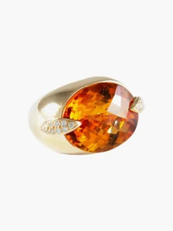 Bague Or jaune Citrine Diamants