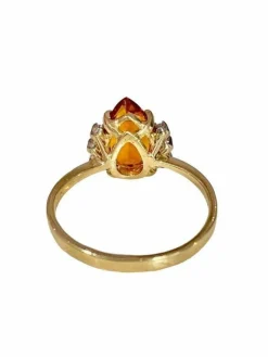 Bague or jaune citrine et diamants
