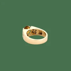 BAGUE OR JAUNE, CITRINE ET DIAMANTS.