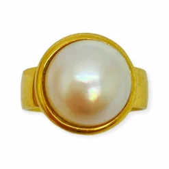 Bague or jaune demi perle