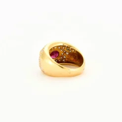 Bague or jaune deux rubis poire etdiamants