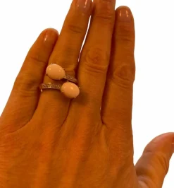 Bague or jaune diamant corail peau d’ange
