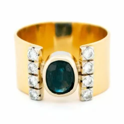 Bague or jaune diamant et saphir