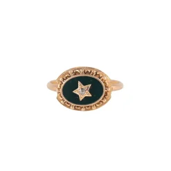 Bague or jaune diamant et jaspe sanguin