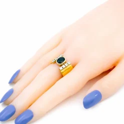 Bague or jaune diamant et saphir