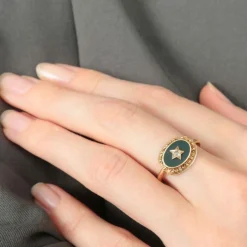 Bague or jaune diamant et jaspe sanguin