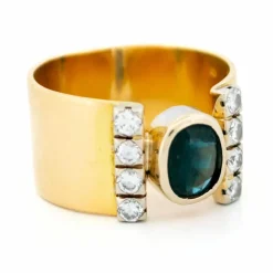 Bague or jaune diamant et saphir