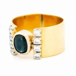 Bague or jaune diamant et saphir