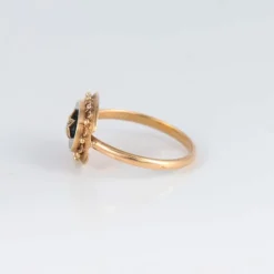 Bague or jaune diamant et jaspe sanguin