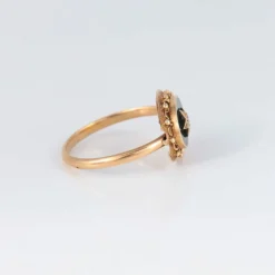 Bague or jaune diamant et jaspe sanguin
