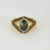 Bague or jaune, diamant noir