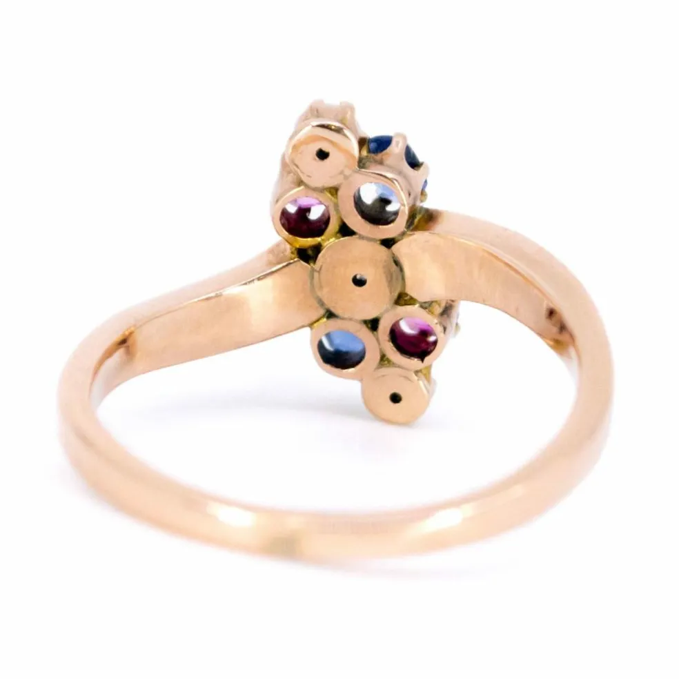 Bague Or jaune Diamant Perle Rubis Saphir