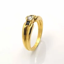 Bague or jaune diamant saphirs