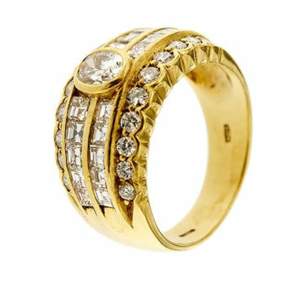 Bague or jaune diamants