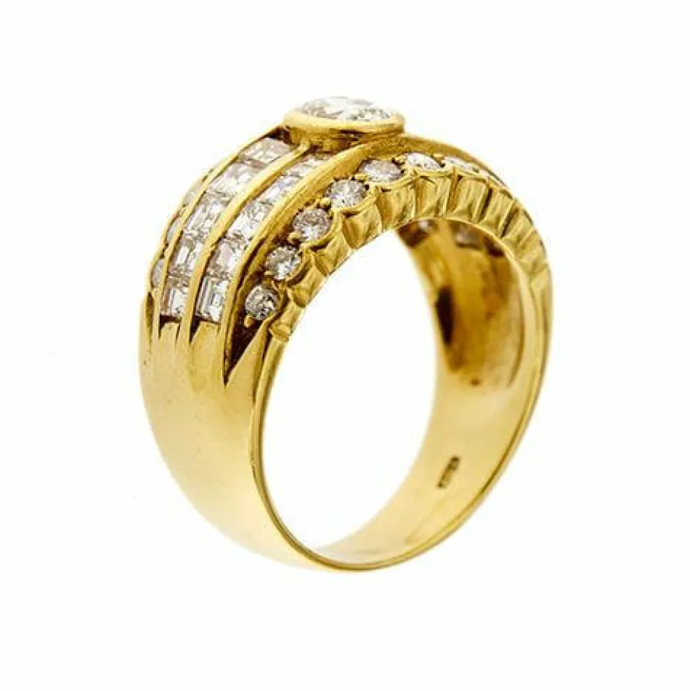 Bague or jaune diamants