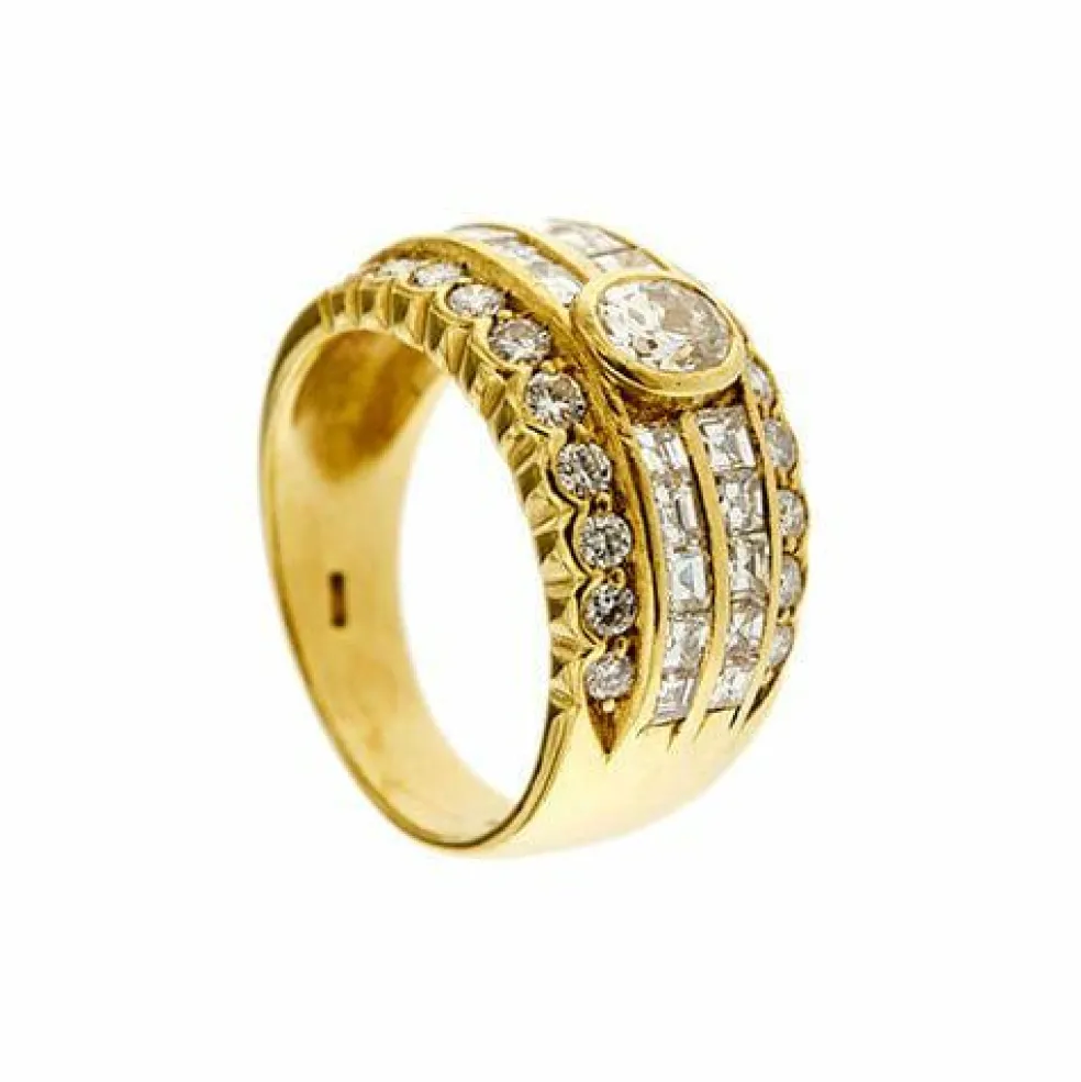 Bague or jaune diamants